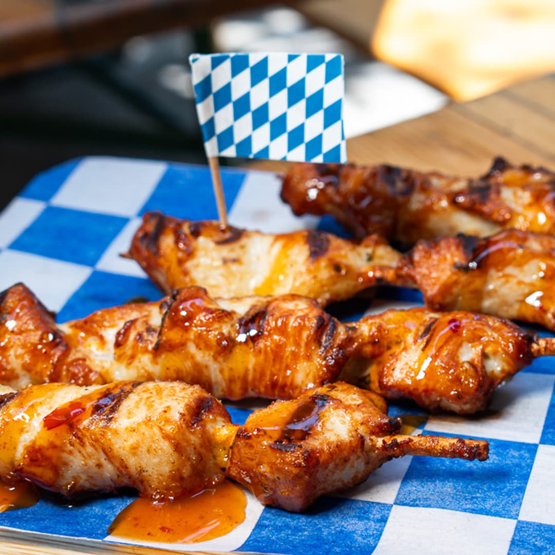 Mango Habanero Chicken Skewers - Bier Garten River Walk